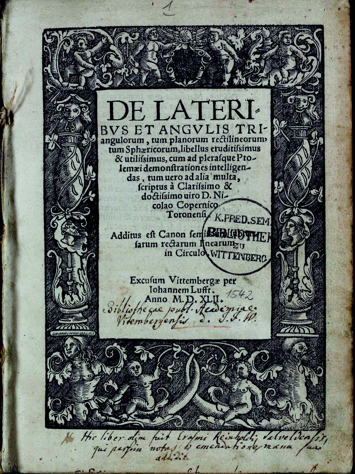 De lateribus Titel mit Besitzeintrag E. Reinhold